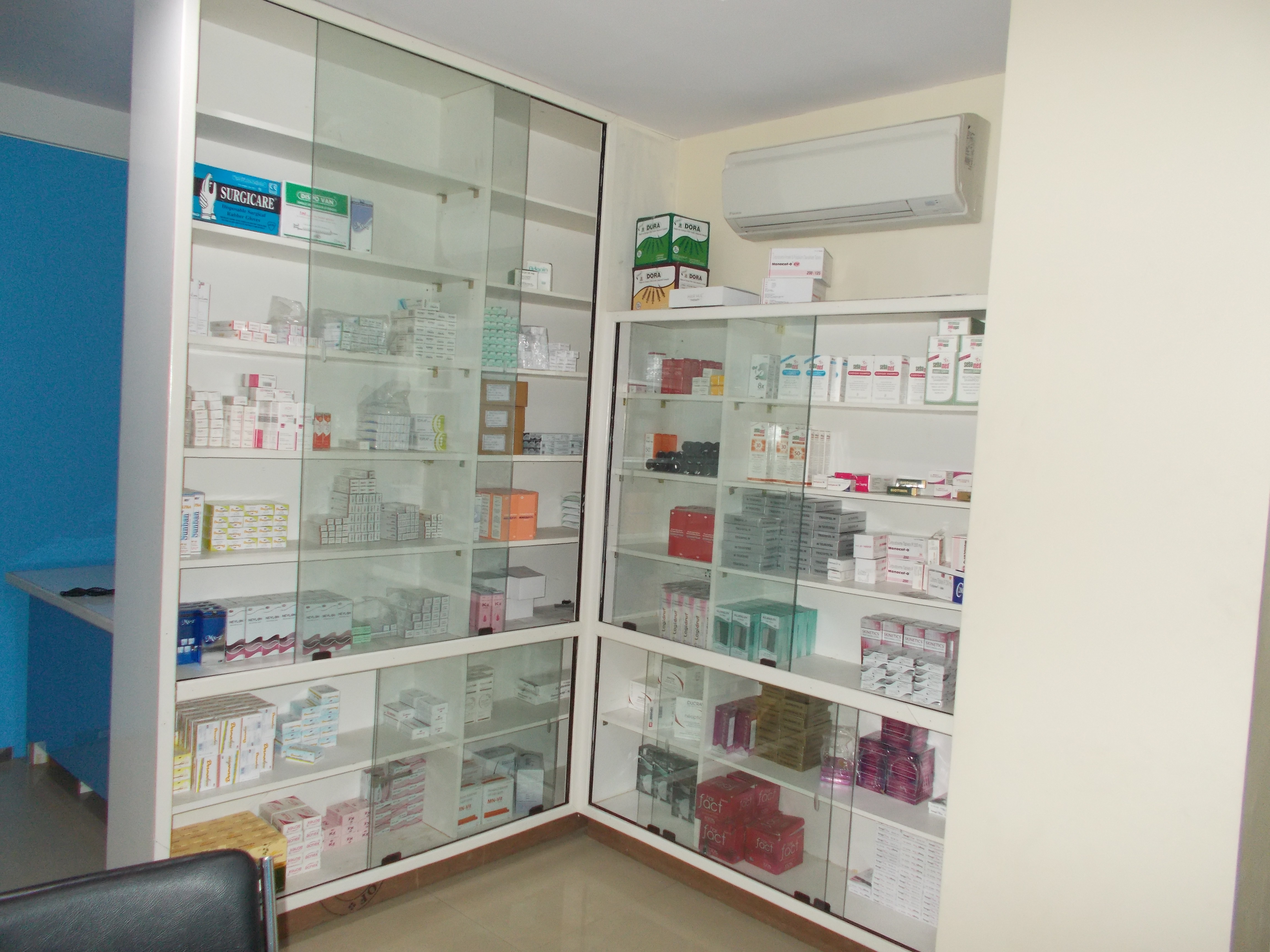 Pharmacy store at Dr. Guru Advanced Skin & Hair Clinic KPHB Hyderabad