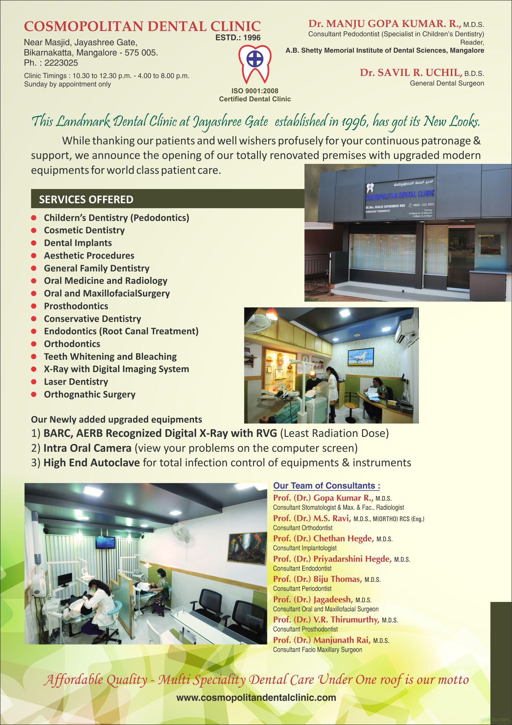 Cosmopolitan Dental Clinic Bikkarnakatte Mangalore