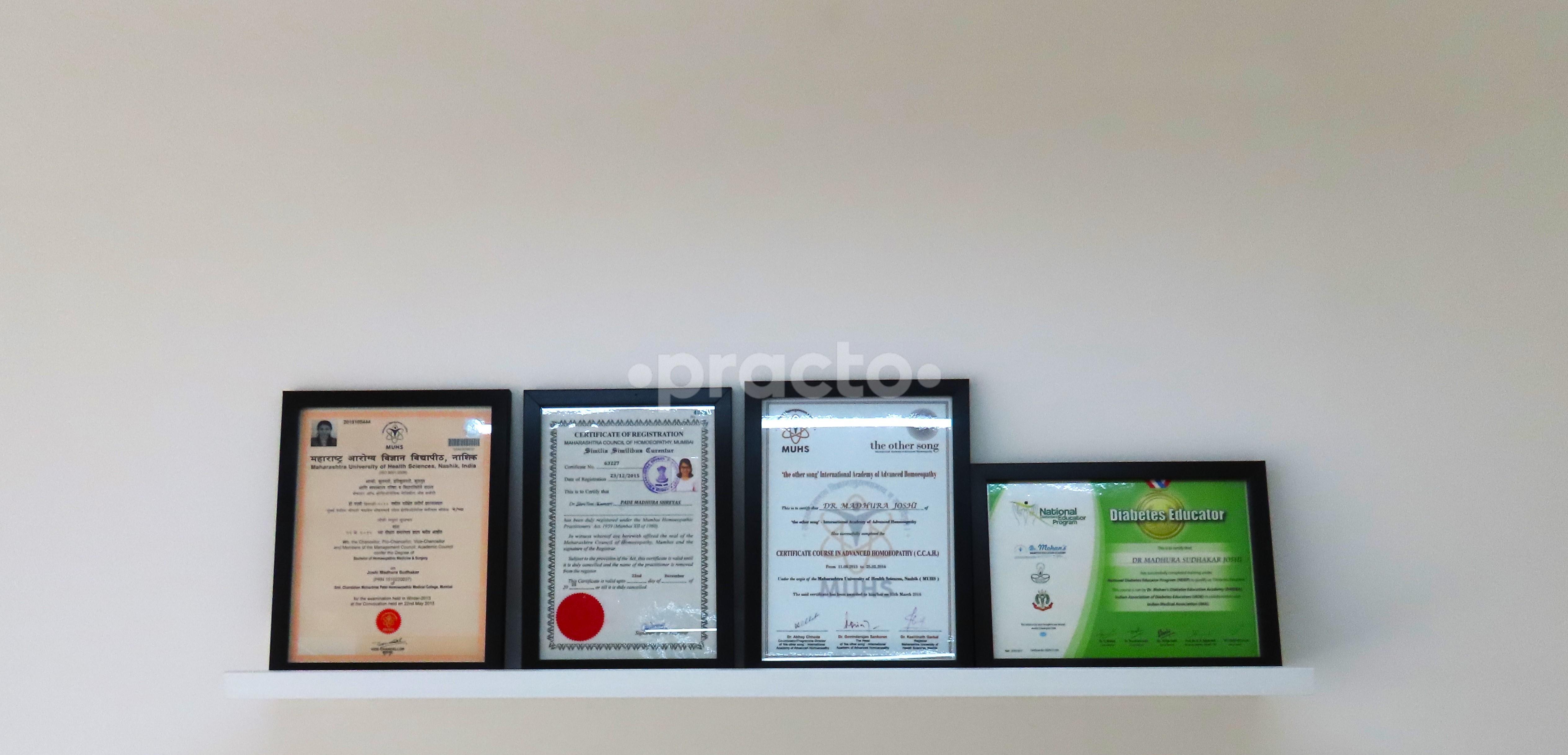 Awards & Certificates at Dr. Madhura’s Homeopathic Clinic Gangapur Road Nashik