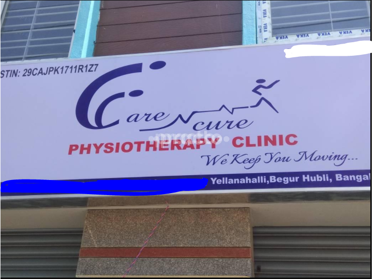 Establishment board at Care & Cure Physiotherapy Clinic Yelenahalli Bangalore