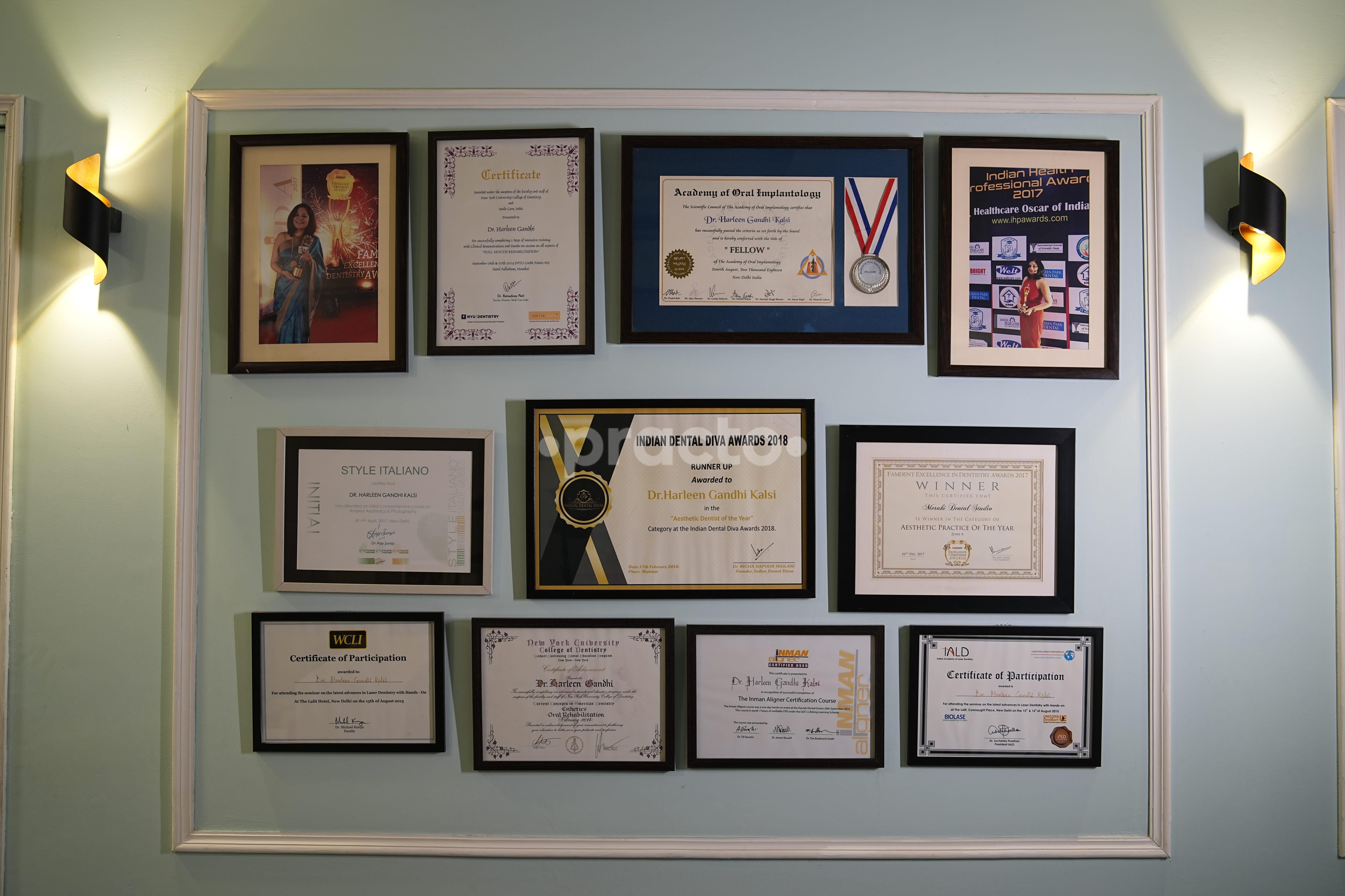 Awards & Certificates at Meraki Dental Studio South Extension 2 Delhi