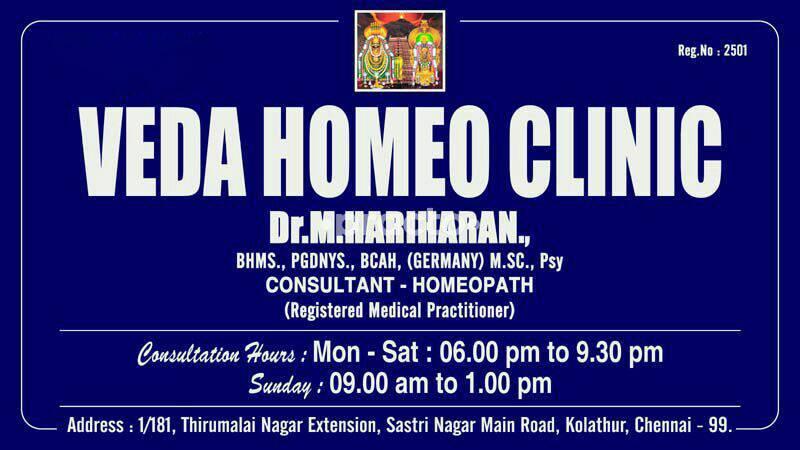 Veda Homeo Clinic Red Hills Chennai