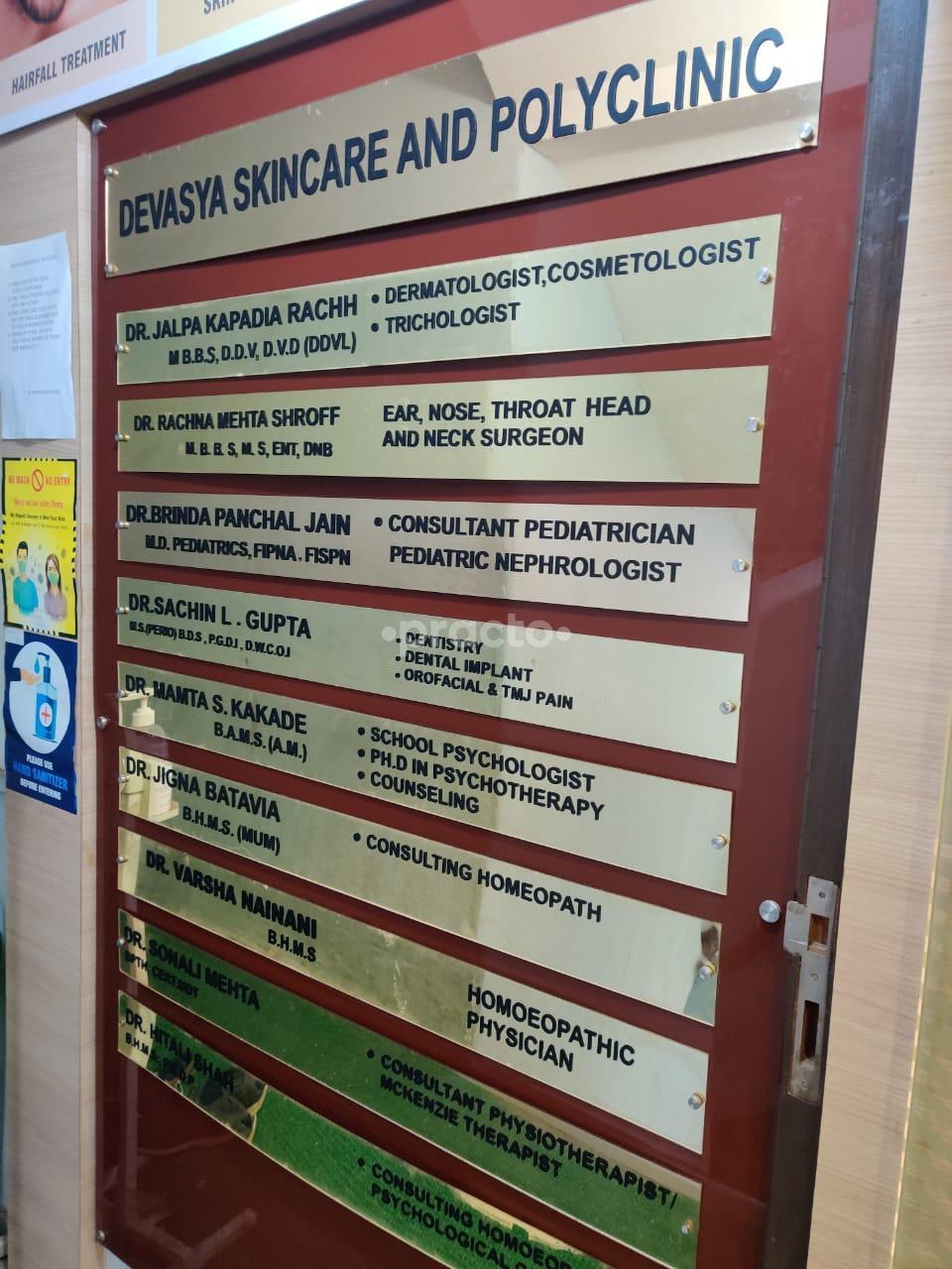 Establishment board at Devasya Skin Care & Polyclinic Kandivali West Mumbai