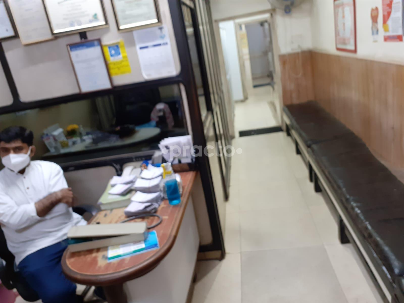 Reception desk at Chowdhary Poly Clinic Vishnu Garden Delhi
