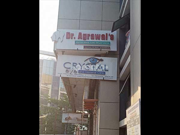 Establishment board at Crystal Eye and General Clinic Wakad Pune