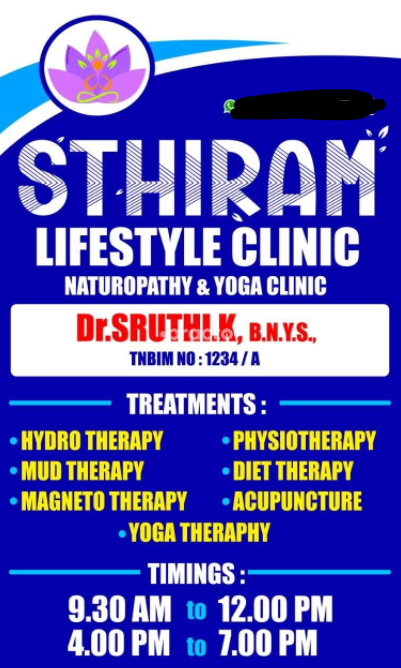 Sthiram  lifestyle Clinic Tatabad Coimbatore