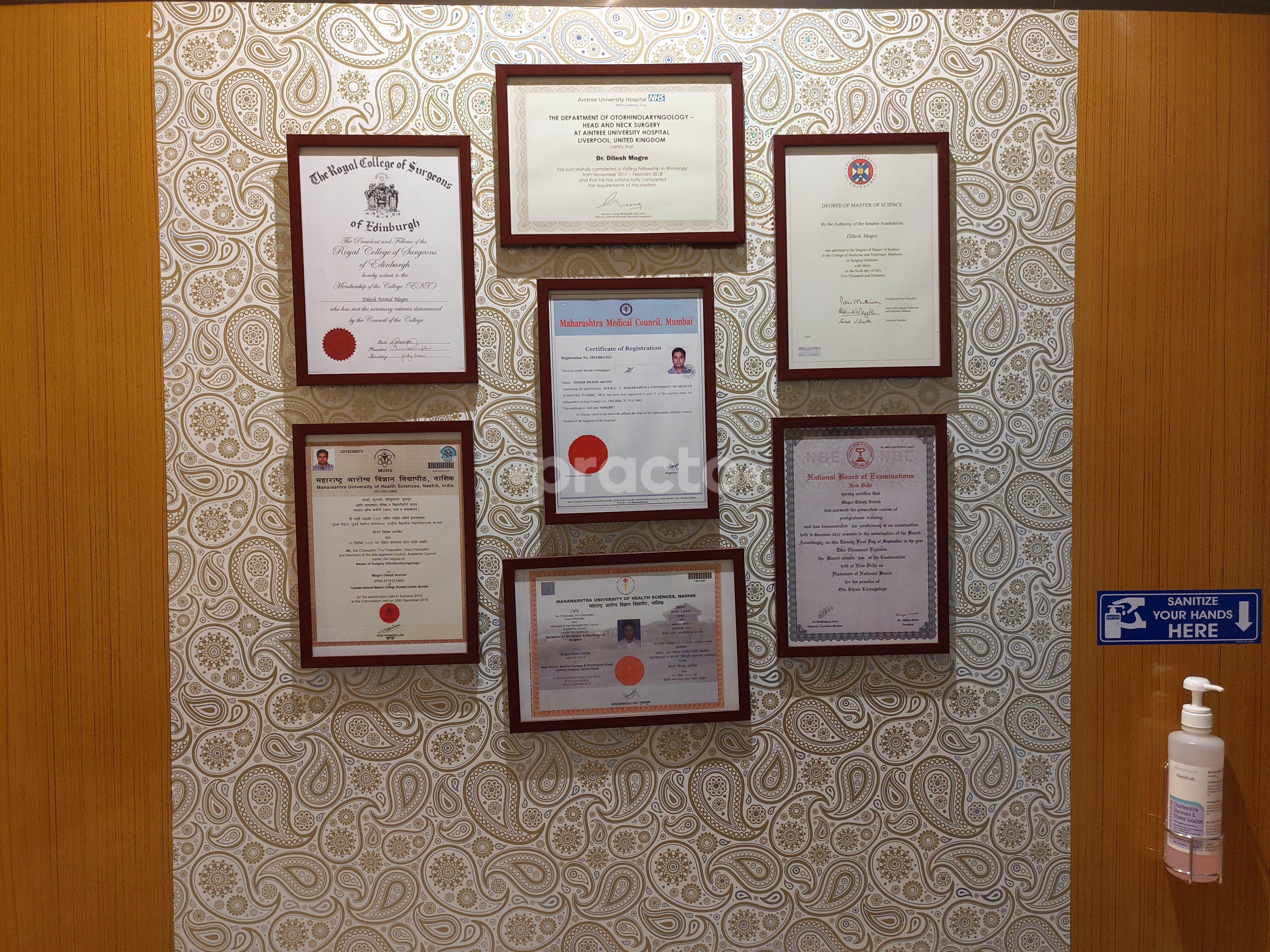Awards & Certificates at The Sublime ENT Clinic Dadar West Mumbai