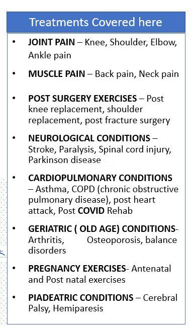 Services Menu Card at Mahavir Physiotherapy Clinic Kandivali West Mumbai