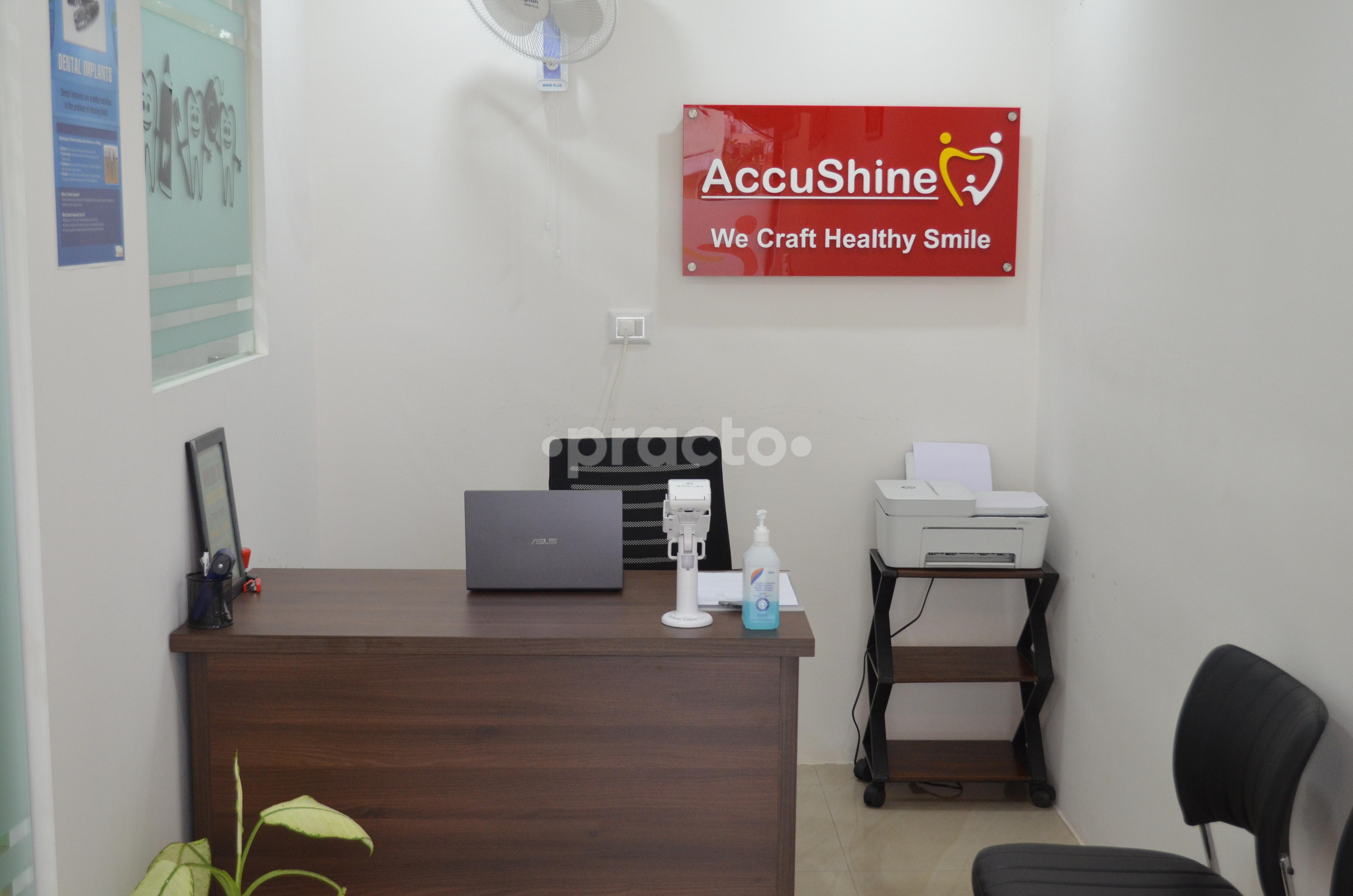 Reception desk at AccuShine Dental Studio HSR Layout Bangalore