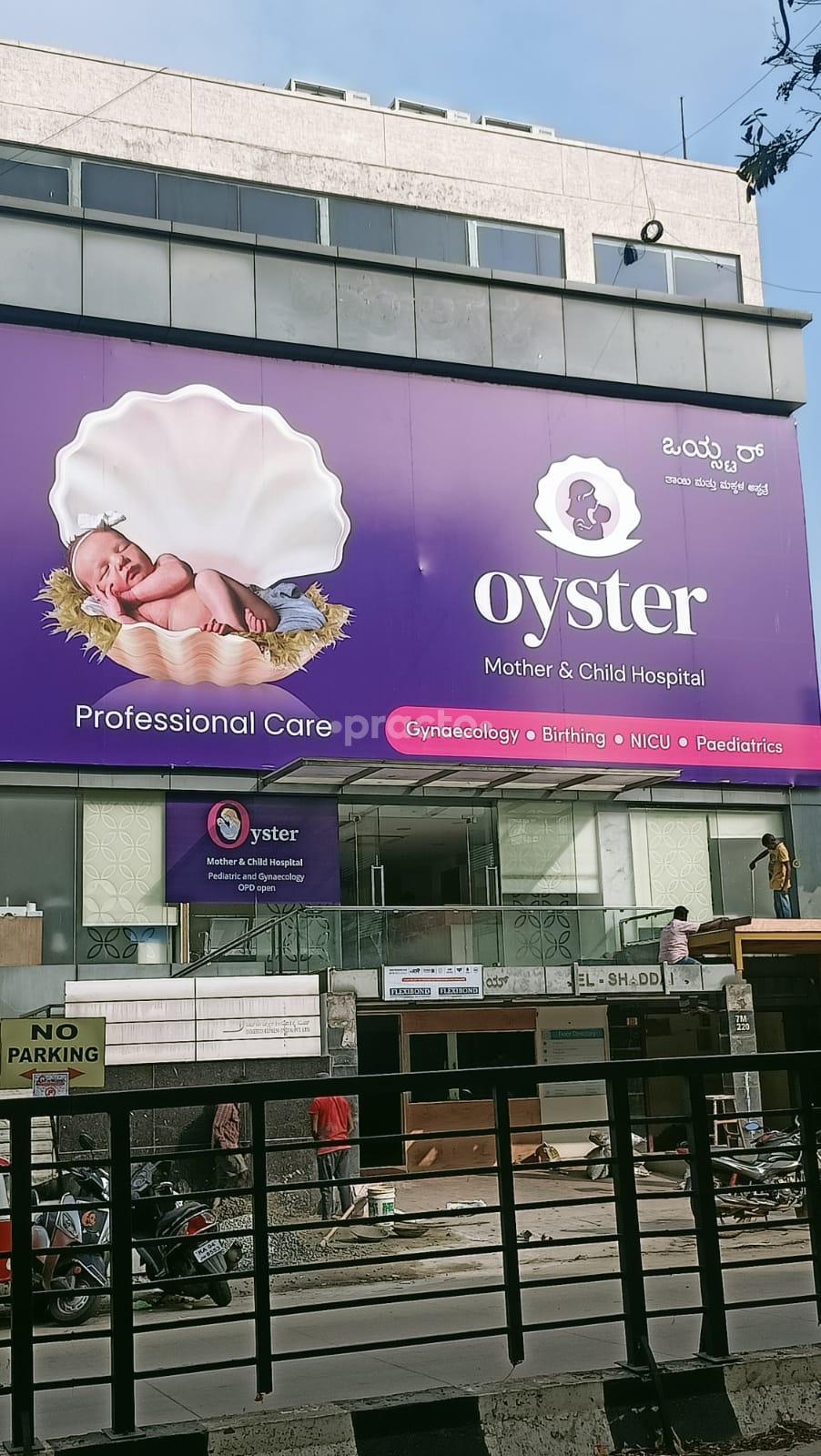 Establishment board at Oyster Mother and Child Hospital HRBR Layout Bangalore