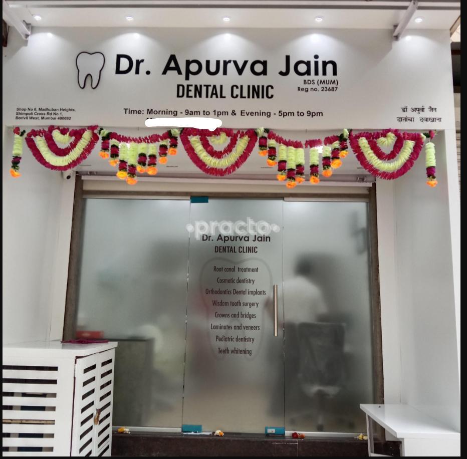 Establishment board at Dr Apurva Jain Dental Clinic Borivali West Mumbai
