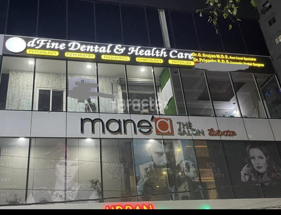 Establishment board at DFine Dental & Health Care Khajaguda Hyderabad