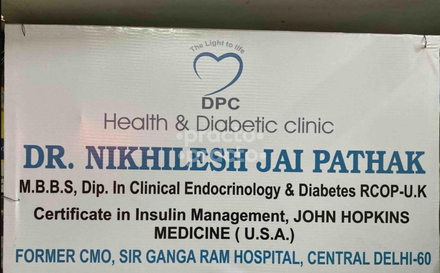 Establishment board at DPC Health and Diabetic Clinic Old Rajendra Nagar Delhi