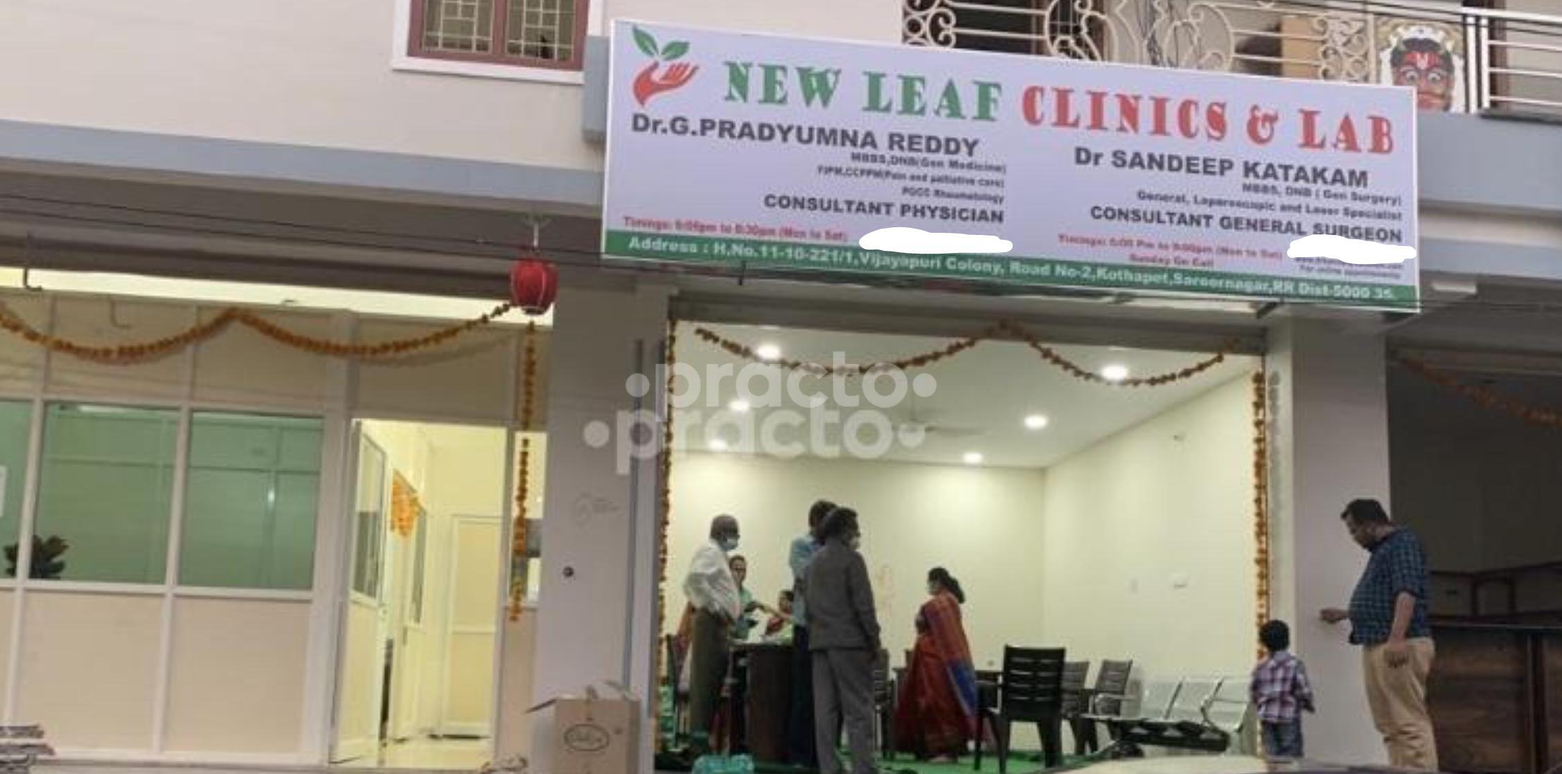 Establishment board at New Leaf Clinics Kothapet Hyderabad