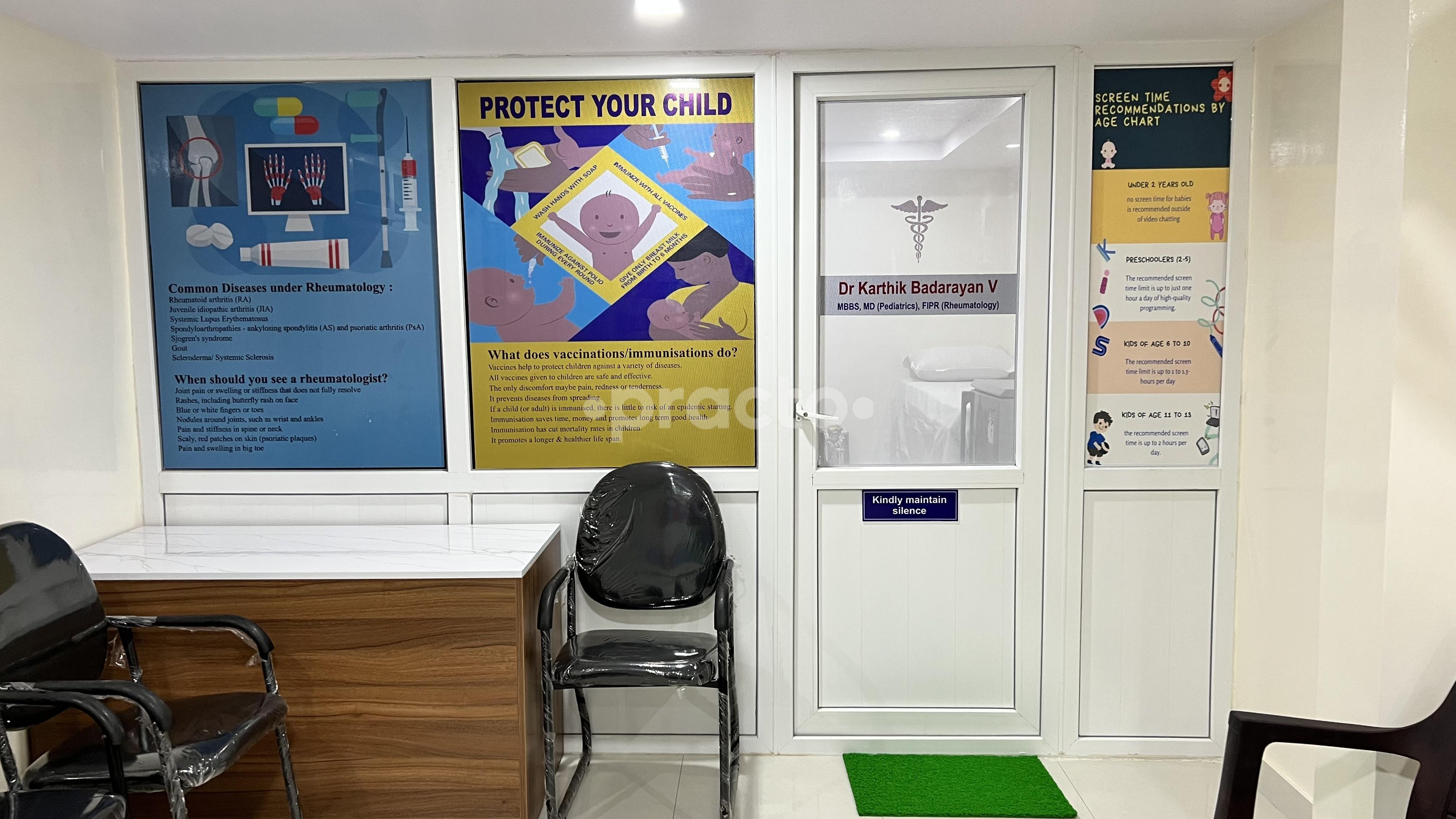 Reception Area at Dr. Badarayans Pediatric and Rheumatology Clinc Malleswaram Bangalore