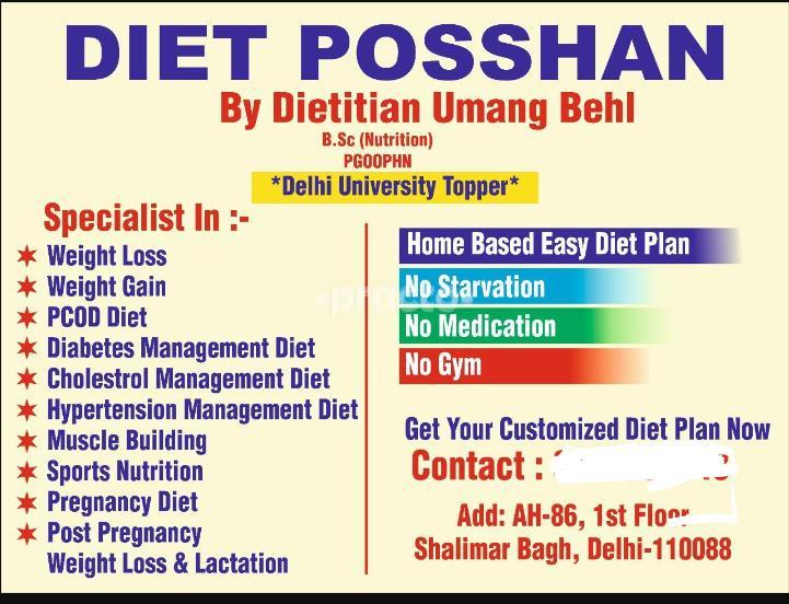Diet Posshan by Dietitian Umang Behl  Shalimar Bagh Delhi
