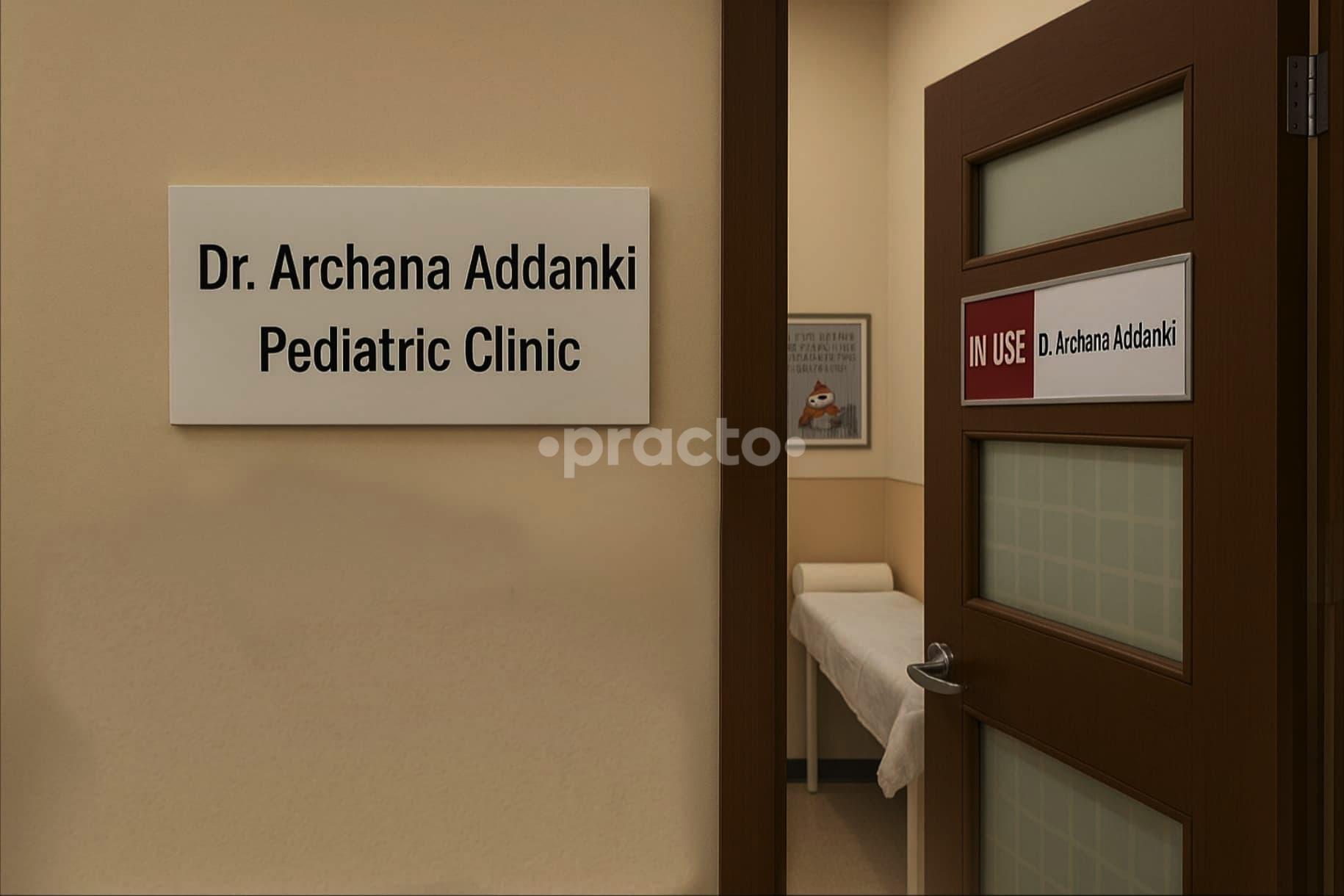 Establishment board at Dr.  Archana Addanki Pediatric Clinic Gachibowli Hyderabad