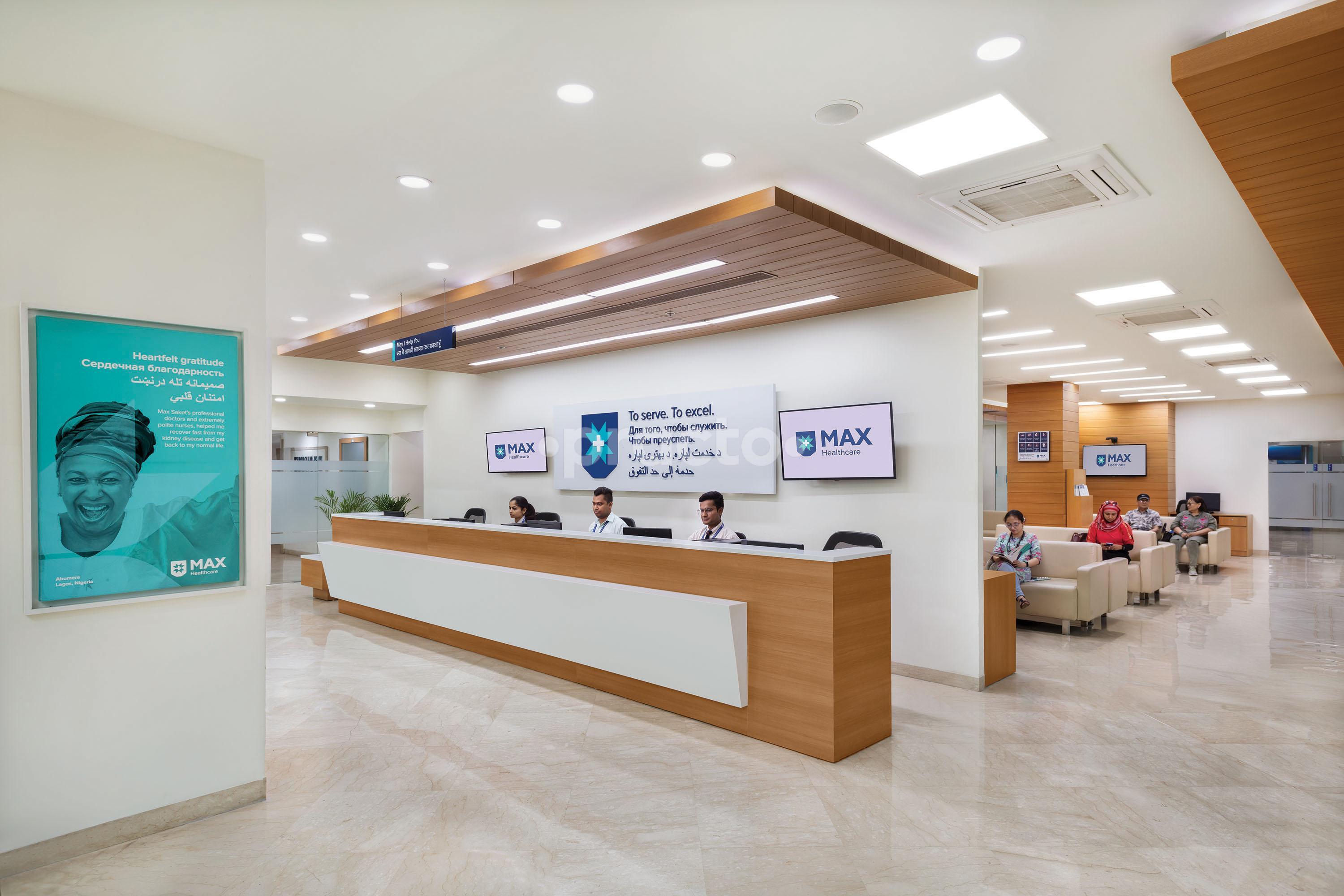 Modern hospital reception atmosphere