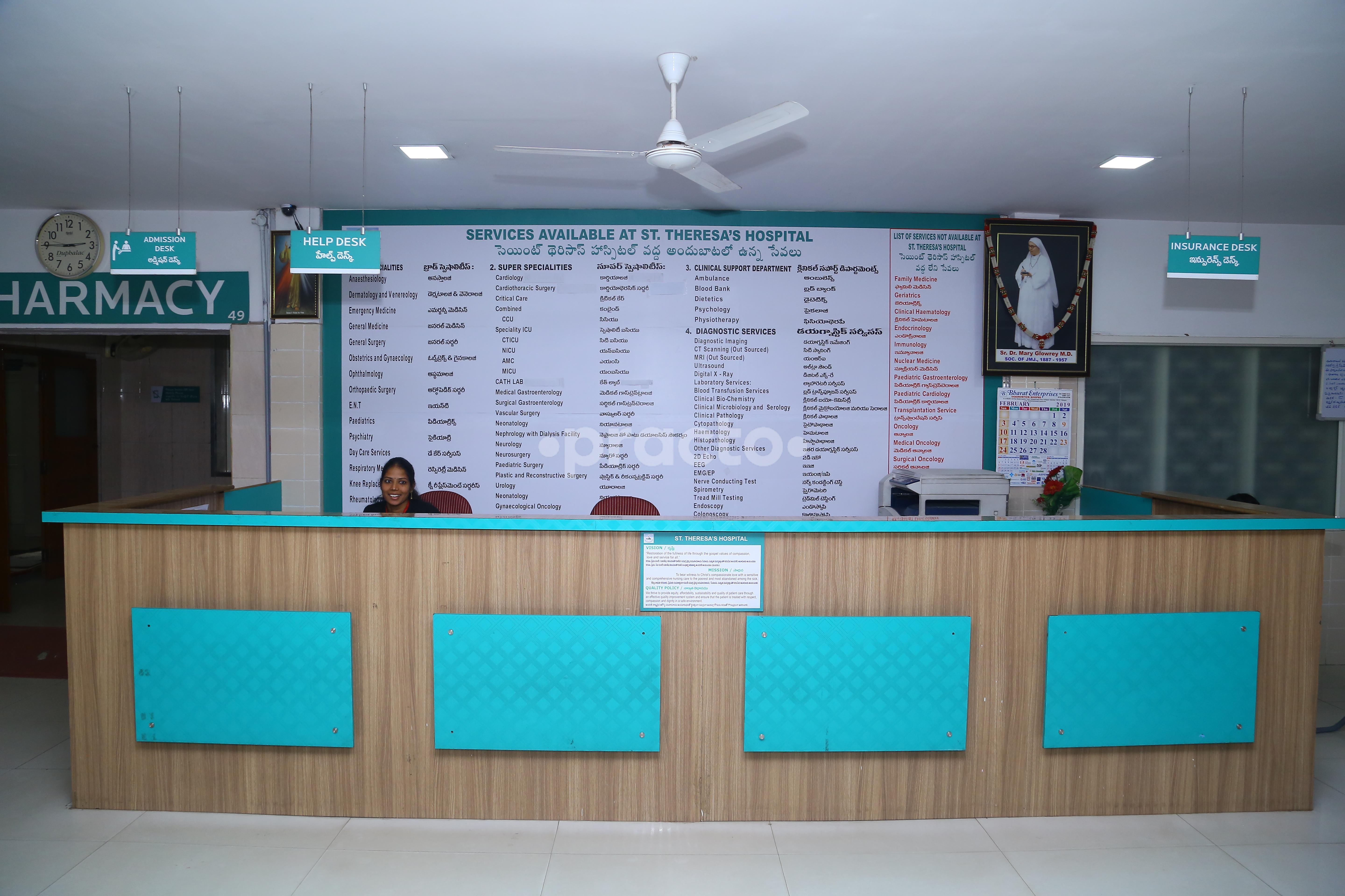 Reception Area at St.Theresa's Multy Specialty  Hospital Erragadda Hyderabad